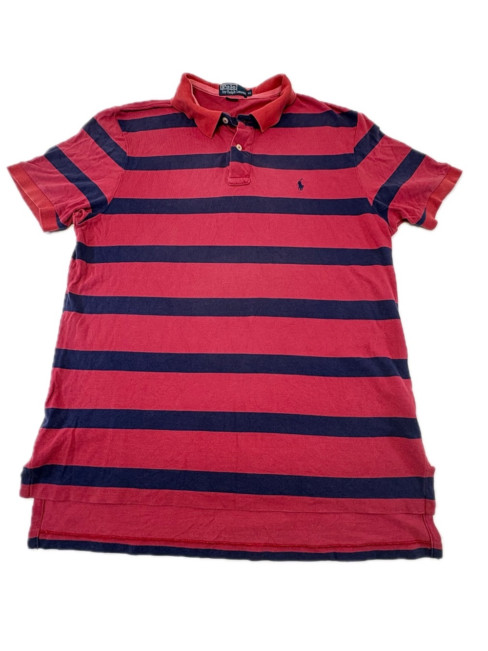 Vintage Polo Ralph Lauren Striped Polo Shirt XL Red Navy Blue